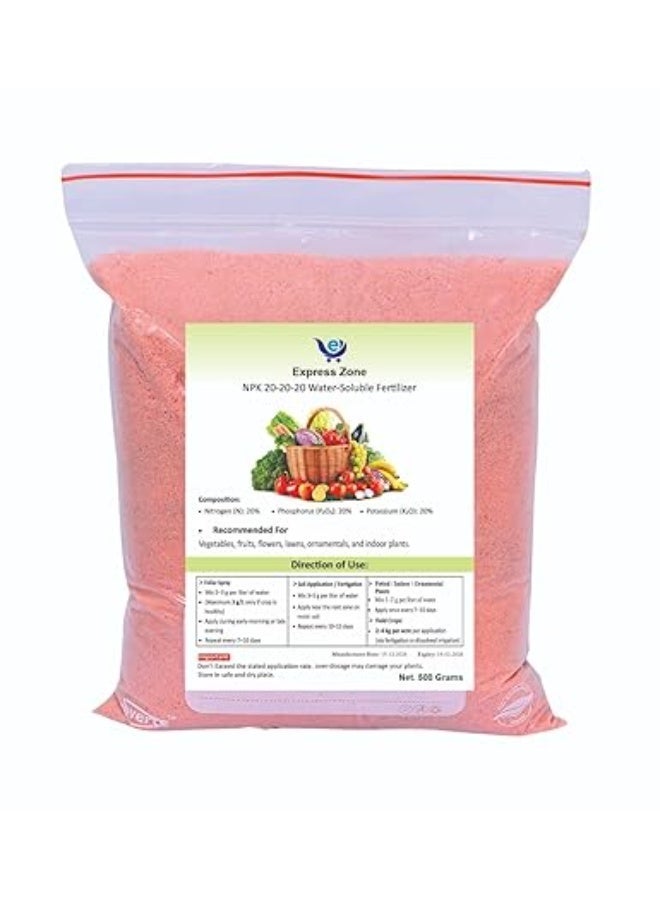 إكسبرس زون سماد إكسبريس زون بريميوم NPK 20-20-20 وزن 500 جم GCC سماد متعدد الاستخدامات للنباتات الداخلية والخارجية - Image 1